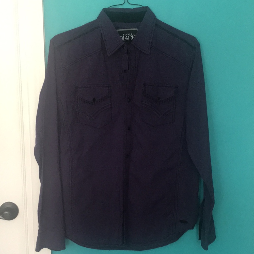 Buckle Black Athletic Fit Button Down Shirt - Picture 9 of 10